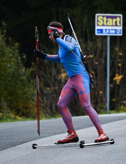 Russian national men's biathlon team on training in Ramsau, Austria