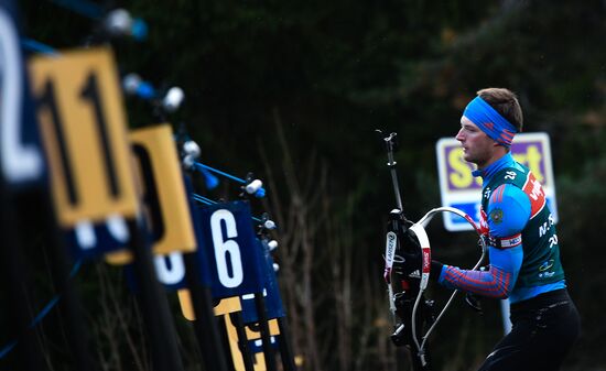 Russian national men's biathlon team on training in Ramsau, Austria