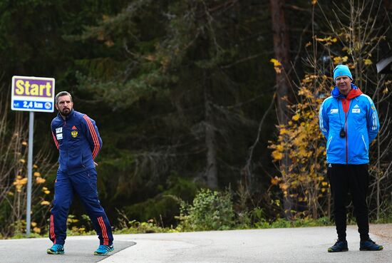 Russian national men's biathlon team on training in Ramsau, Austria