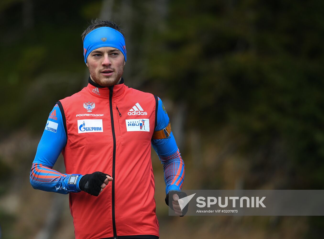 Russian national men's biathlon team on training in Ramsau, Austria