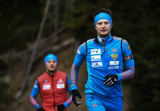 Russian national men's biathlon team on training in Ramsau, Austria