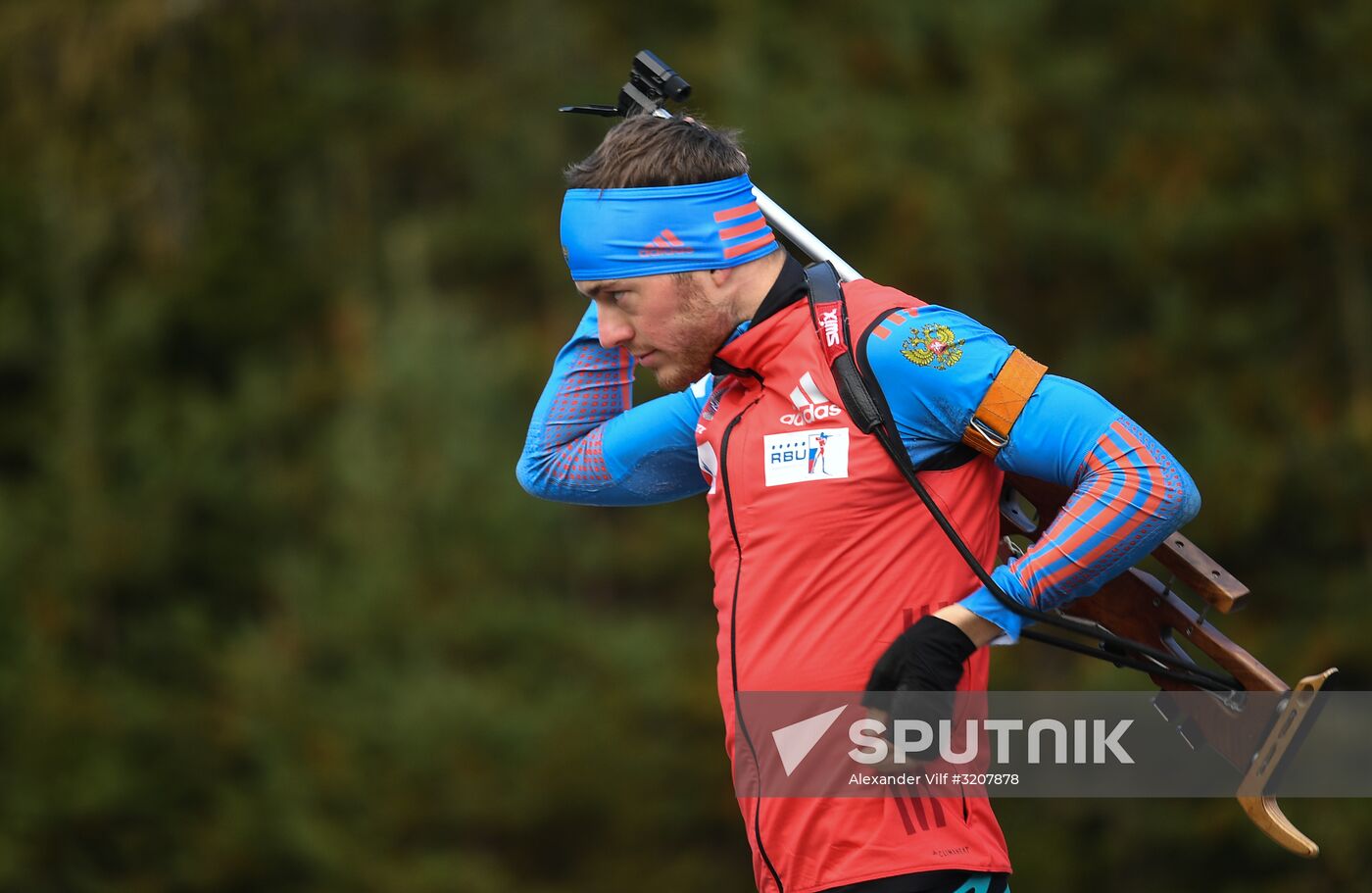 Russian national men's biathlon team on training in Ramsau, Austria