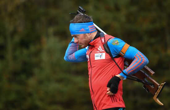 Russian national men's biathlon team on training in Ramsau, Austria