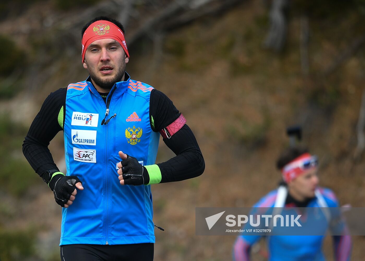 Russian national men's biathlon team on training in Ramsau, Austria