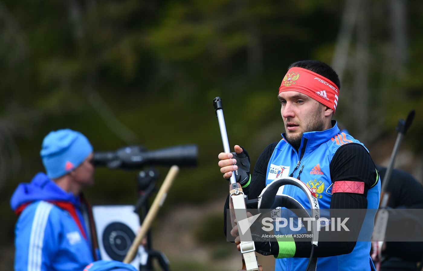 Russian national men's biathlon team on training in Ramsau, Austria