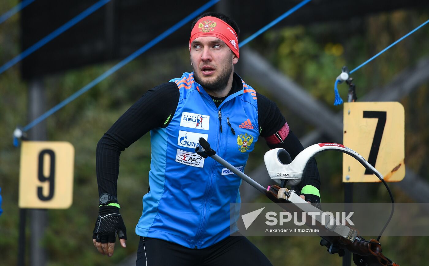 Russian national men's biathlon team on training in Ramsau, Austria