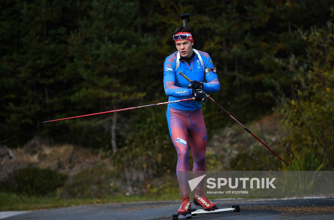 Russian national men's biathlon team on training in Ramsau, Austria