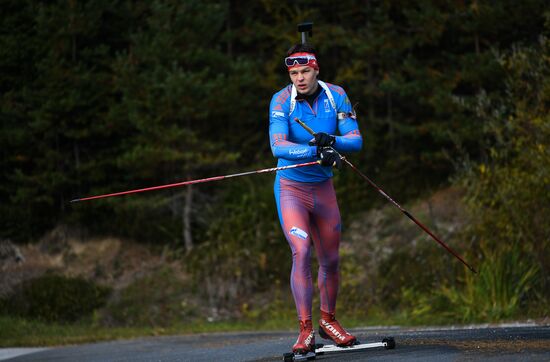 Russian national men's biathlon team on training in Ramsau, Austria