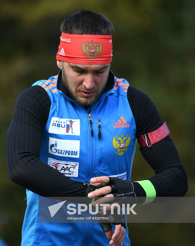 Russian national men's biathlon team on training in Ramsau, Austria
