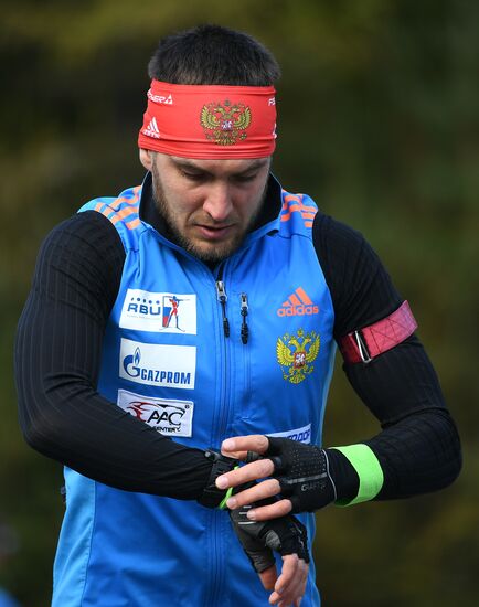 Russian national men's biathlon team on training in Ramsau, Austria