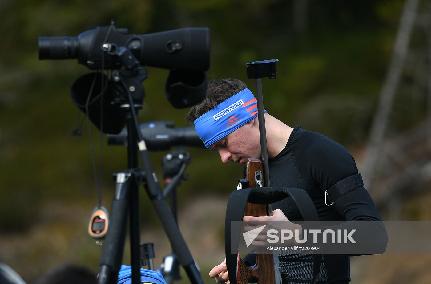 Russian national men's biathlon team on training in Ramsau, Austria