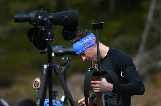 Russian national men's biathlon team on training in Ramsau, Austria