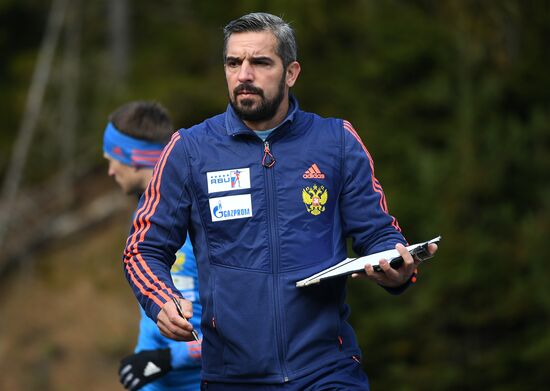 Russian national men's biathlon team on training in Ramsau, Austria