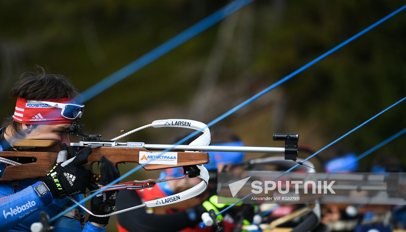 Russian national men's biathlon team on training in Ramsau, Austria