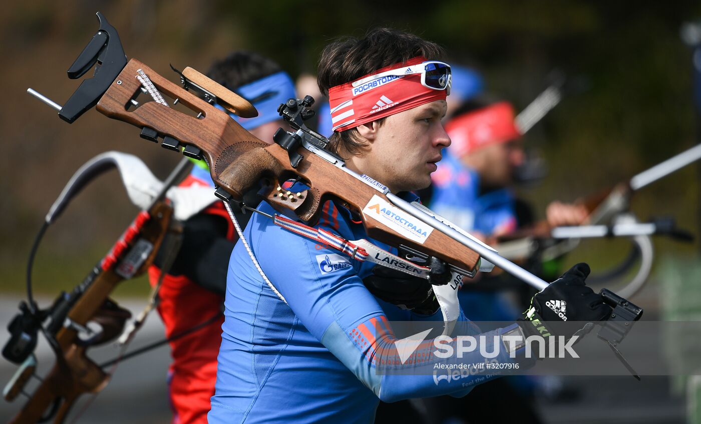Russian national men's biathlon team on training in Ramsau, Austria