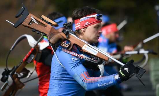 Russian national men's biathlon team on training in Ramsau, Austria