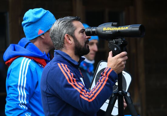 Russian national men's biathlon team on training in Ramsau, Austria