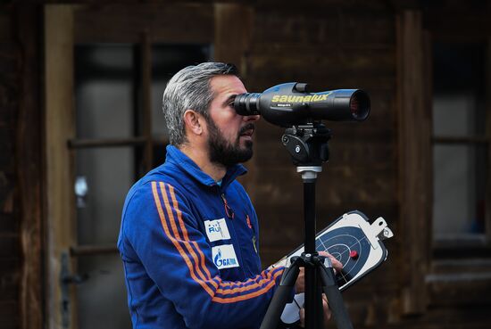 Russian national men's biathlon team on training in Ramsau, Austria