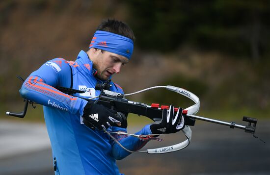 Russian national men's biathlon team on training in Ramsau, Austria
