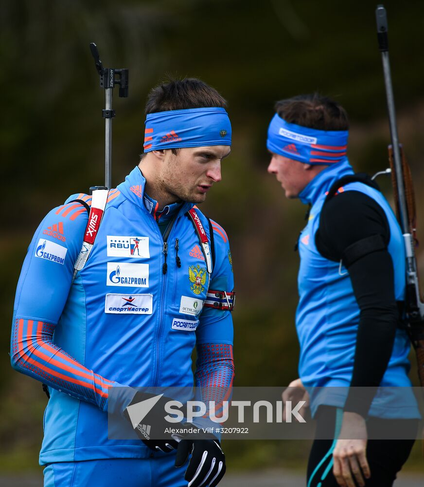 Russian national men's biathlon team on training in Ramsau, Austria
