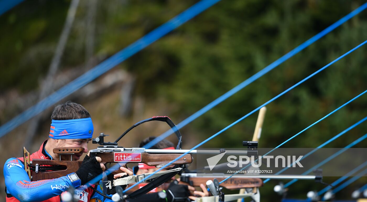 Russian national men's biathlon team on training in Ramsau, Austria