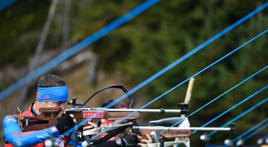 Russian national men's biathlon team on training in Ramsau, Austria