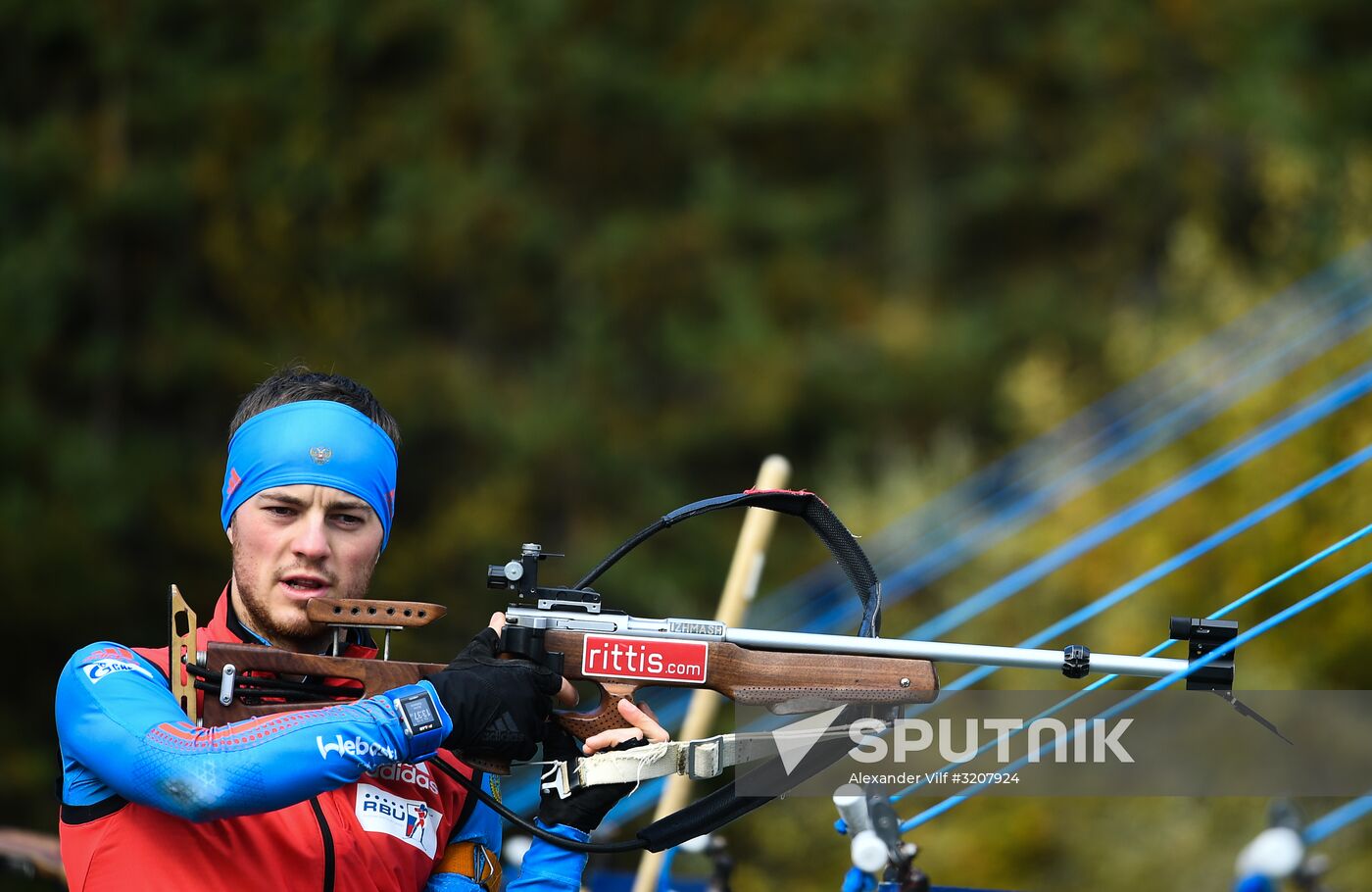 Russian national men's biathlon team on training in Ramsau, Austria
