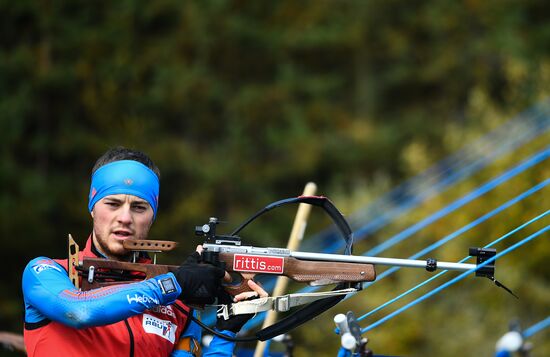 Russian national men's biathlon team on training in Ramsau, Austria
