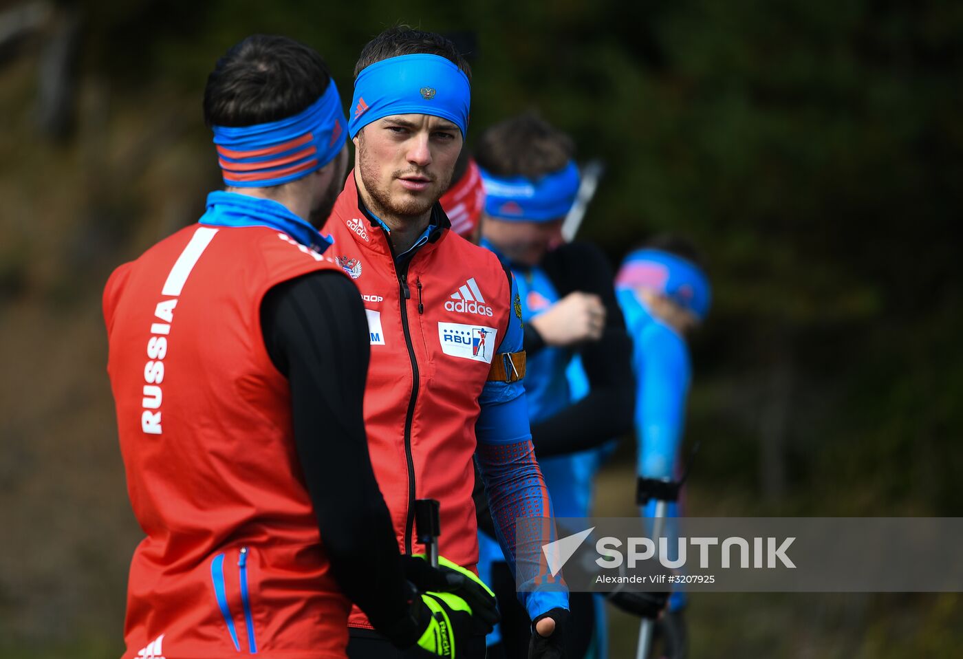 Russian national men's biathlon team on training in Ramsau, Austria