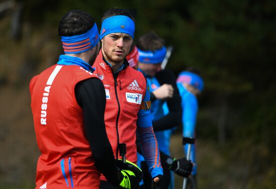 Russian national men's biathlon team on training in Ramsau, Austria