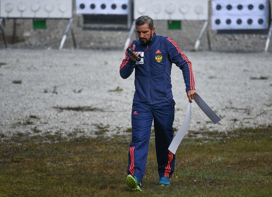 Russian national men's biathlon team on training in Ramsau, Austria