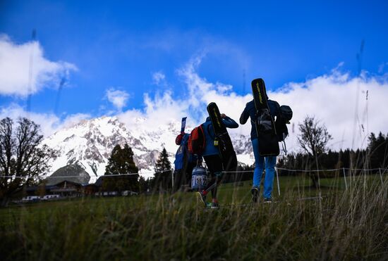 Russian national men's biathlon team on training in Ramsau, Austria