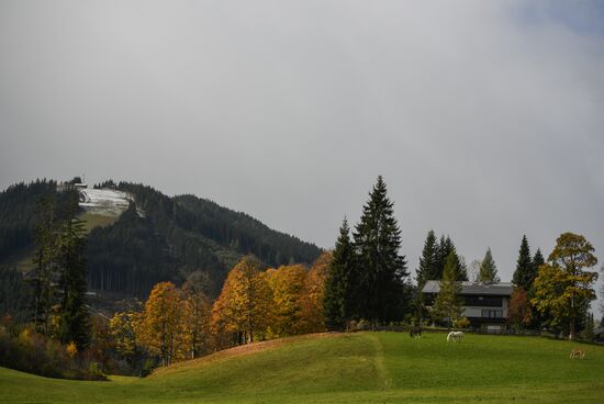 Russian national men's biathlon team on training in Ramsau, Austria