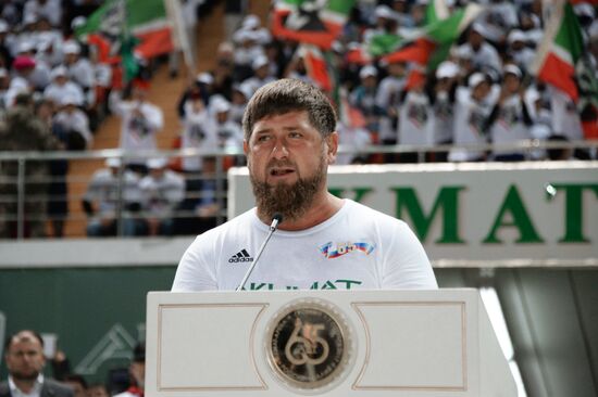 Football match between Club Italy and Leader 65 teams in Grozny