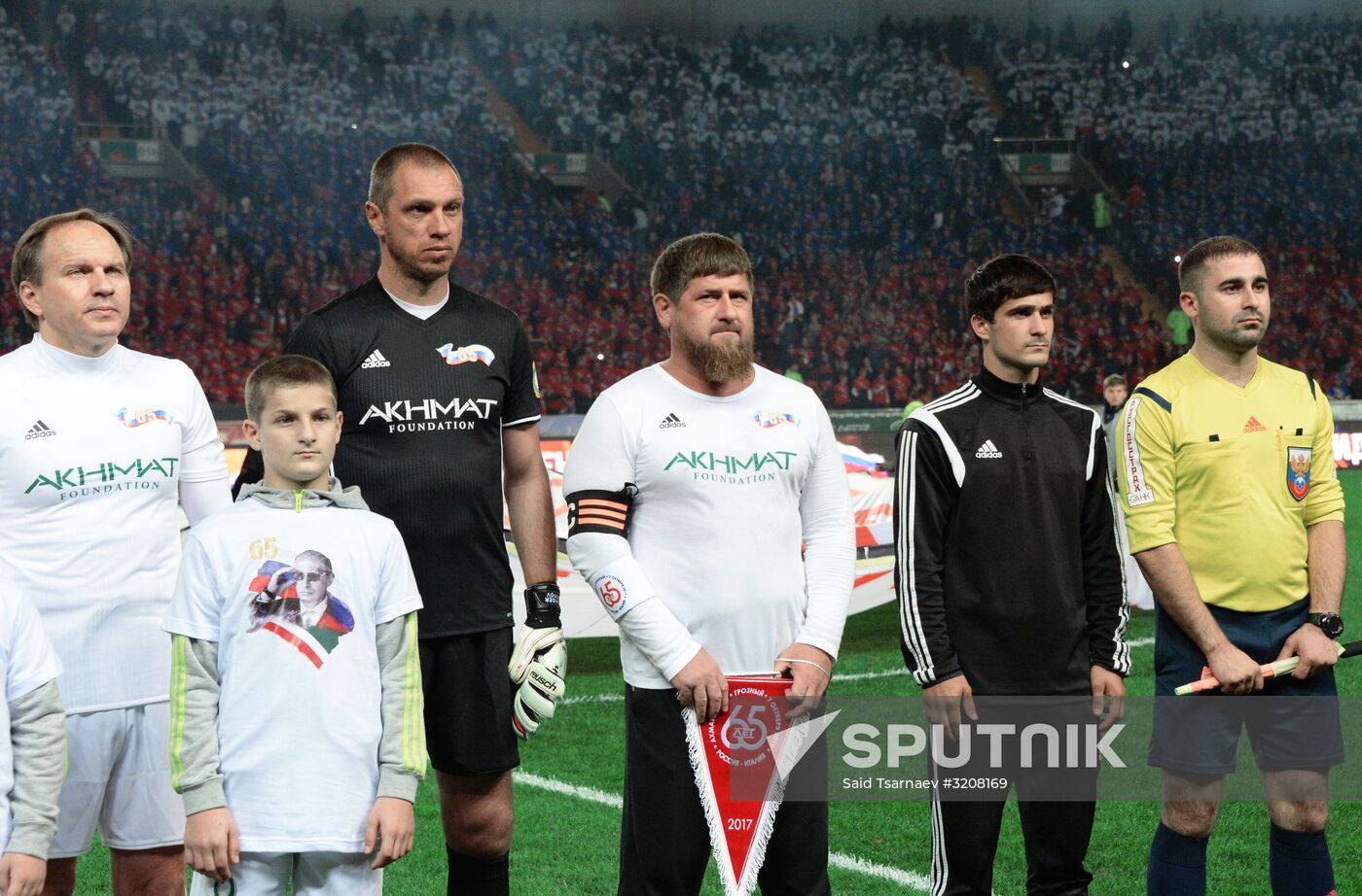 Football match between Club Italy and Leader 65 teams in Grozny