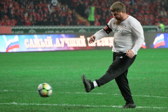 Football match between Club Italy and Leader 65 teams in Grozny