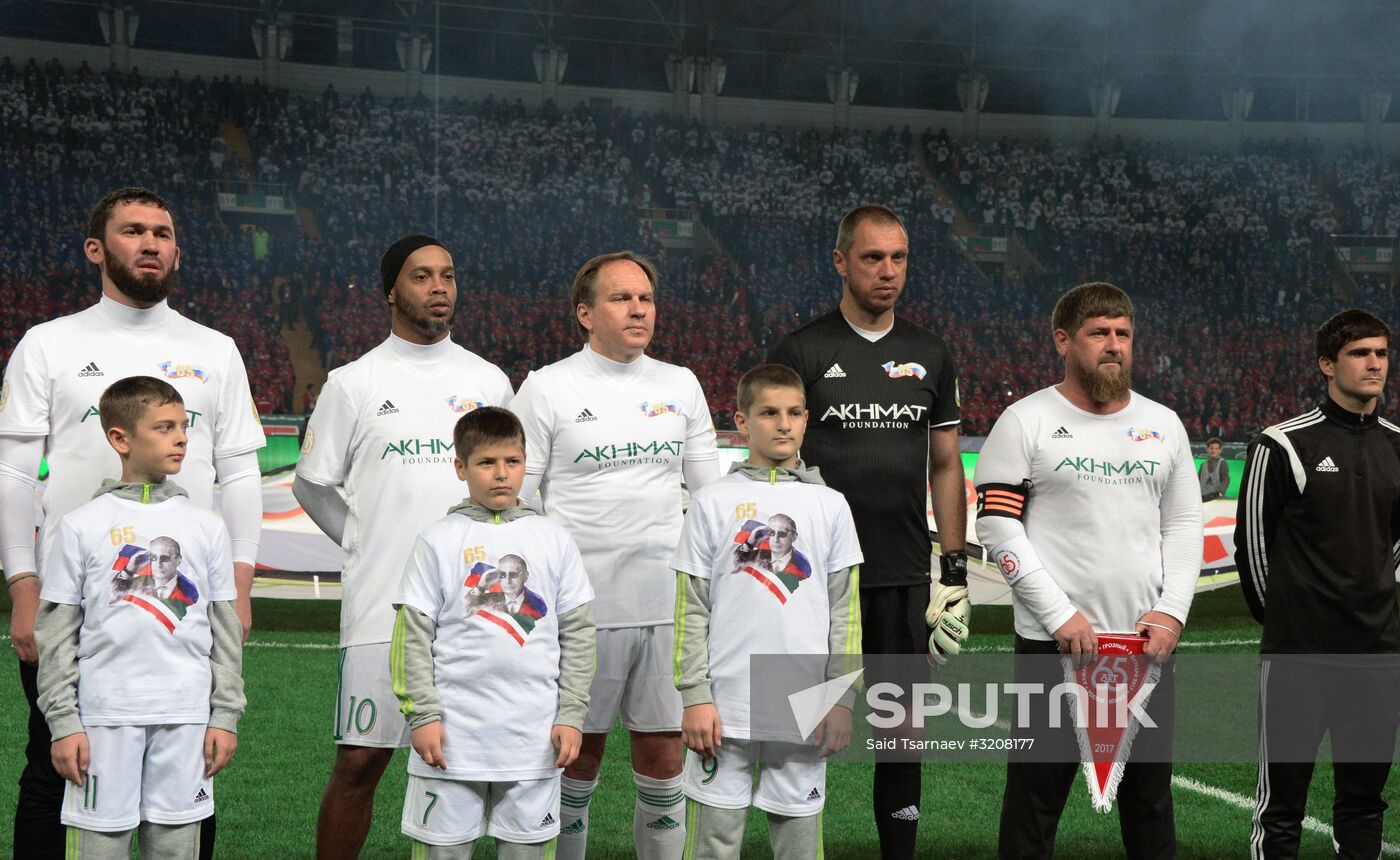 Football match between Club Italy and Leader 65 teams in Grozny