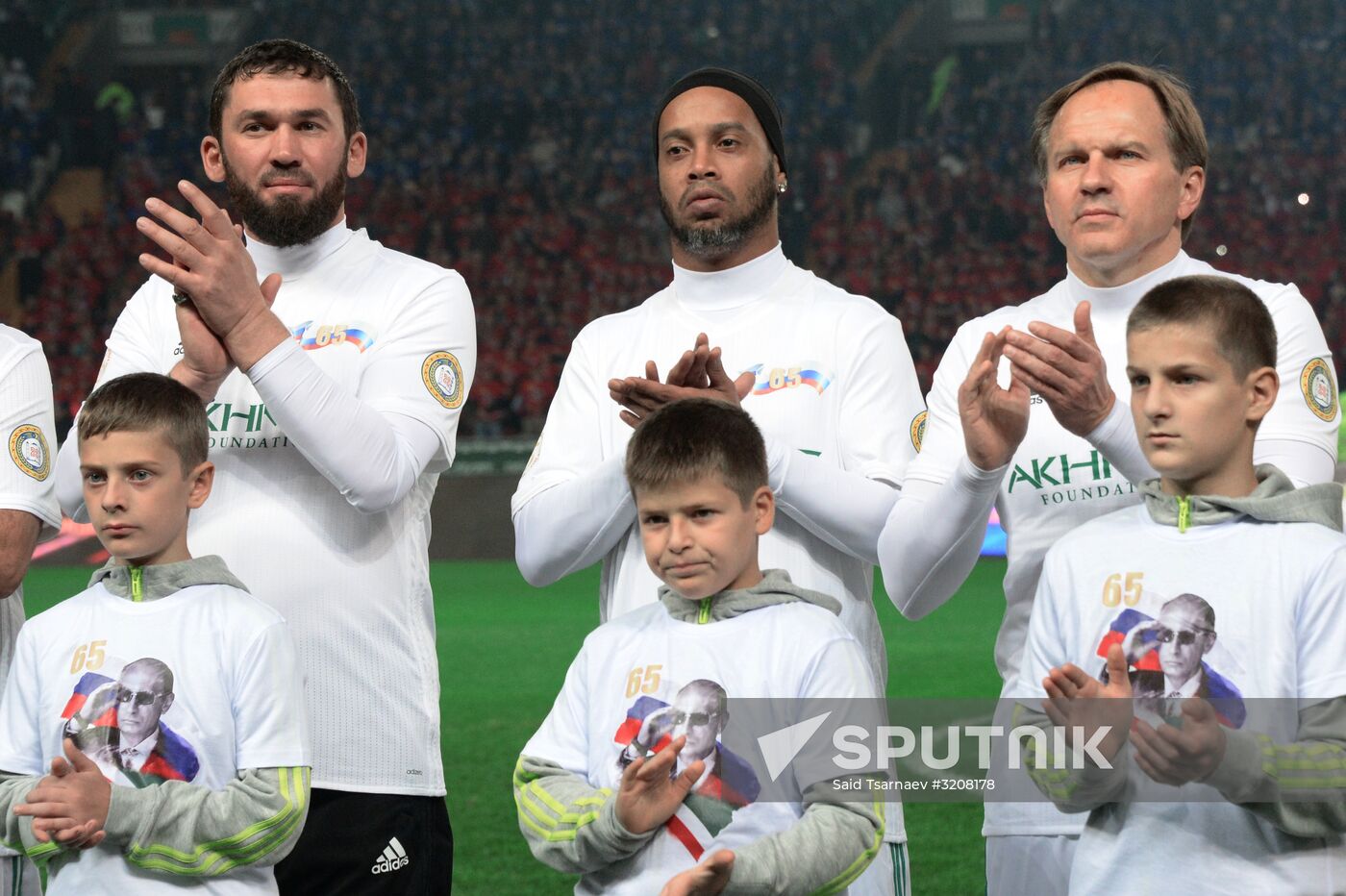 Football match between Club Italy and Leader 65 teams in Grozny