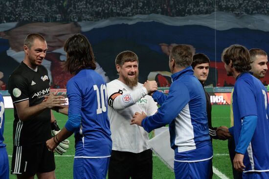 Football match between Club Italy and Leader 65 teams in Grozny