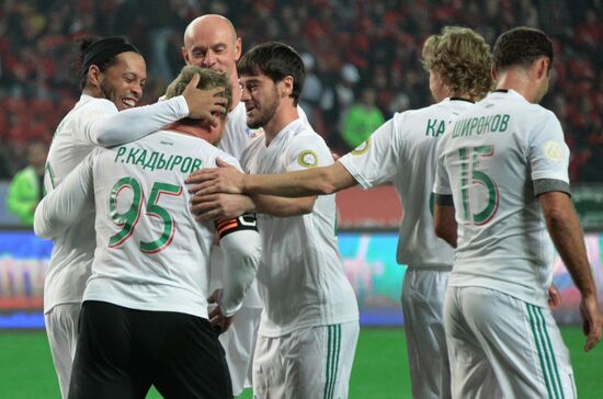 Football match between Club Italy and Leader 65 teams in Grozny