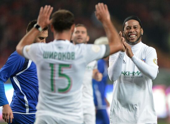 Football match between Club Italy and Leader 65 teams in Grozny