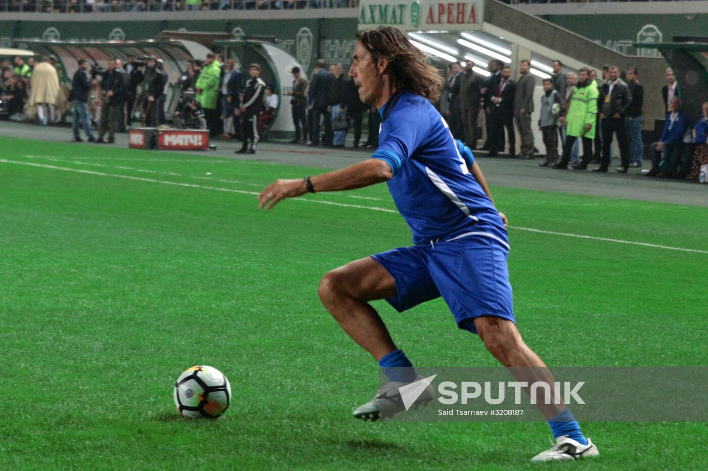 Football match between Club Italy and Leader 65 teams in Grozny