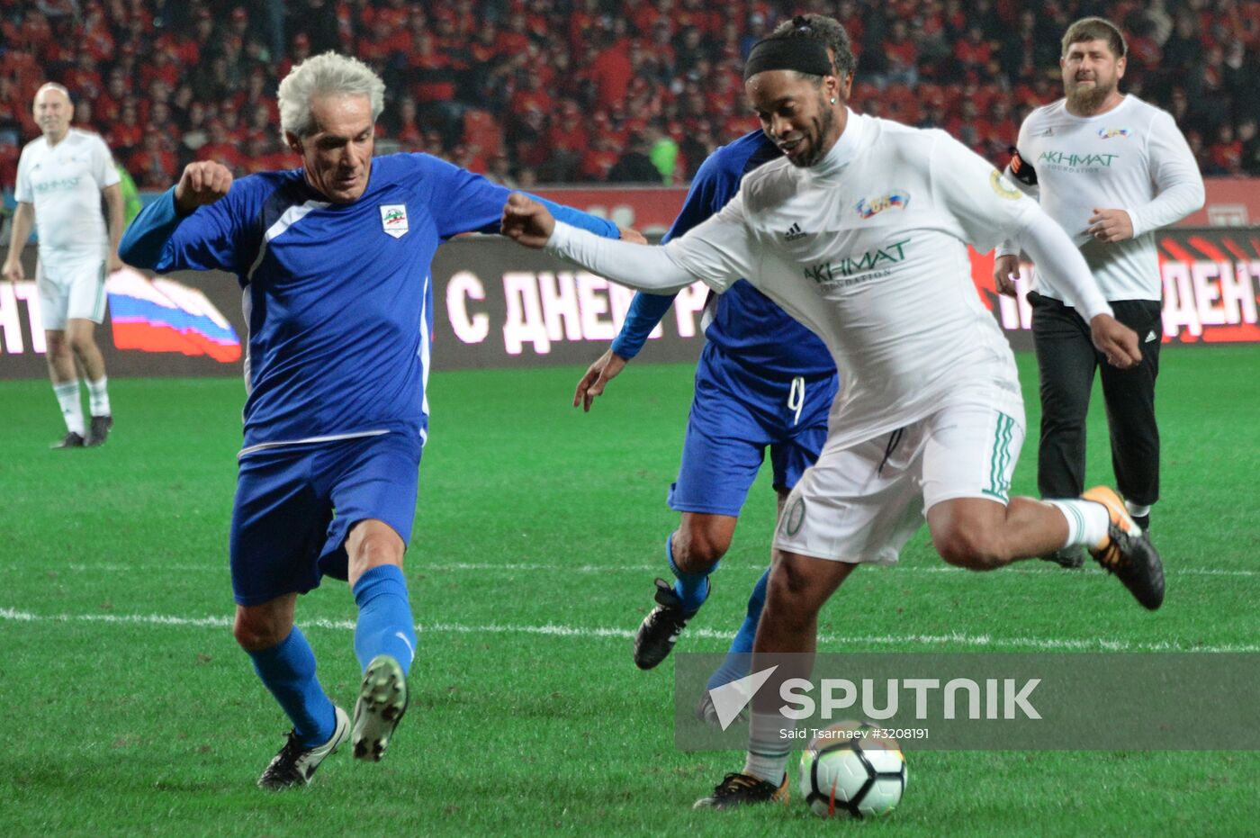 Football match between Club Italy and Leader 65 teams in Grozny