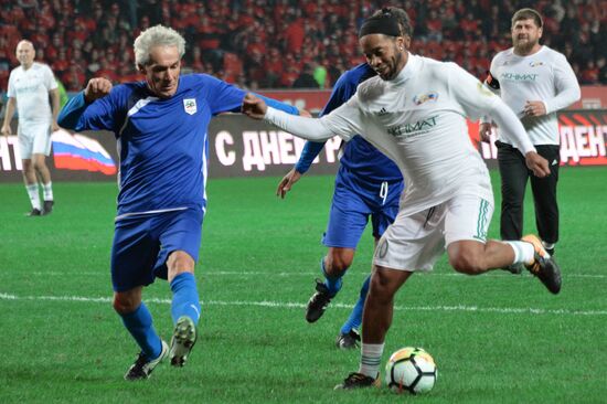 Football match between Club Italy and Leader 65 teams in Grozny