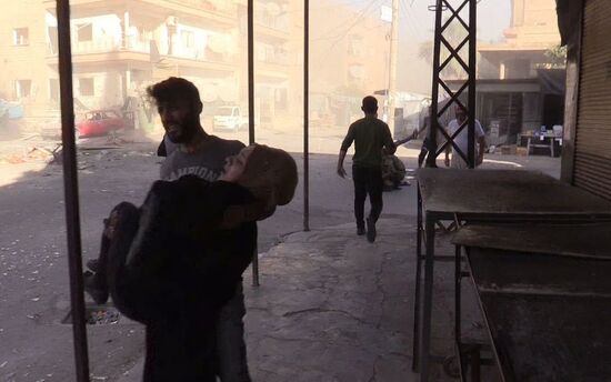 Aftermath of shelling in Deir ez-Zor's Al-Qusur district