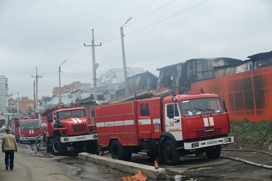 Vostochny market in Rostov-on-Don catches fire