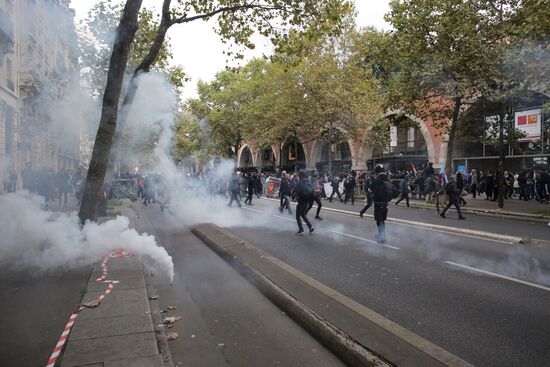 Protest rally against labor reform in Paris