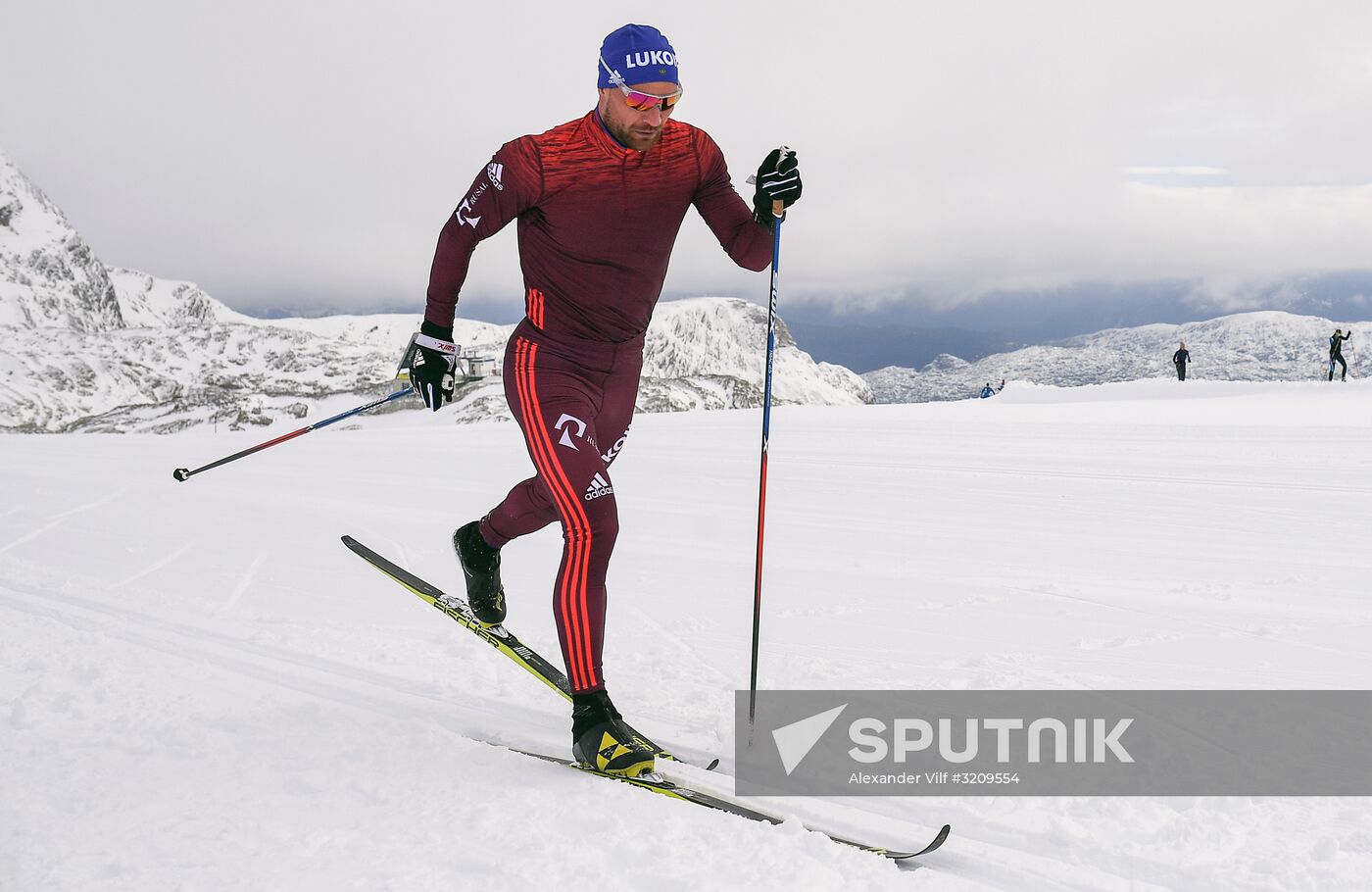 Skiing race. Training session of Russia's national team