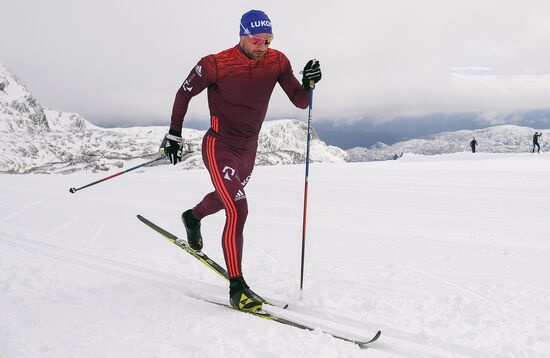 Skiing race. Training session of Russia's national team