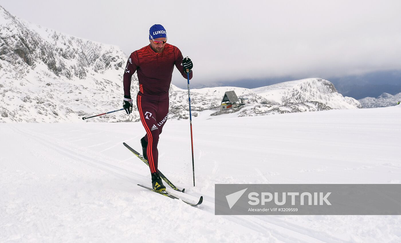 Skiing race. Training session of Russia's national team